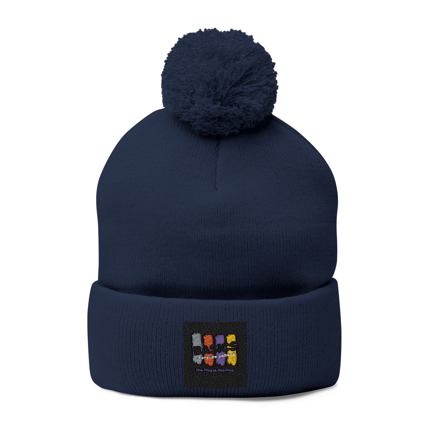 Cozy Pom-Pom Knit Cap for Winter Adventures, Embroidered Beanie, Trendy Headwear, Perfect Gift for Him/Her, Winter Accessories