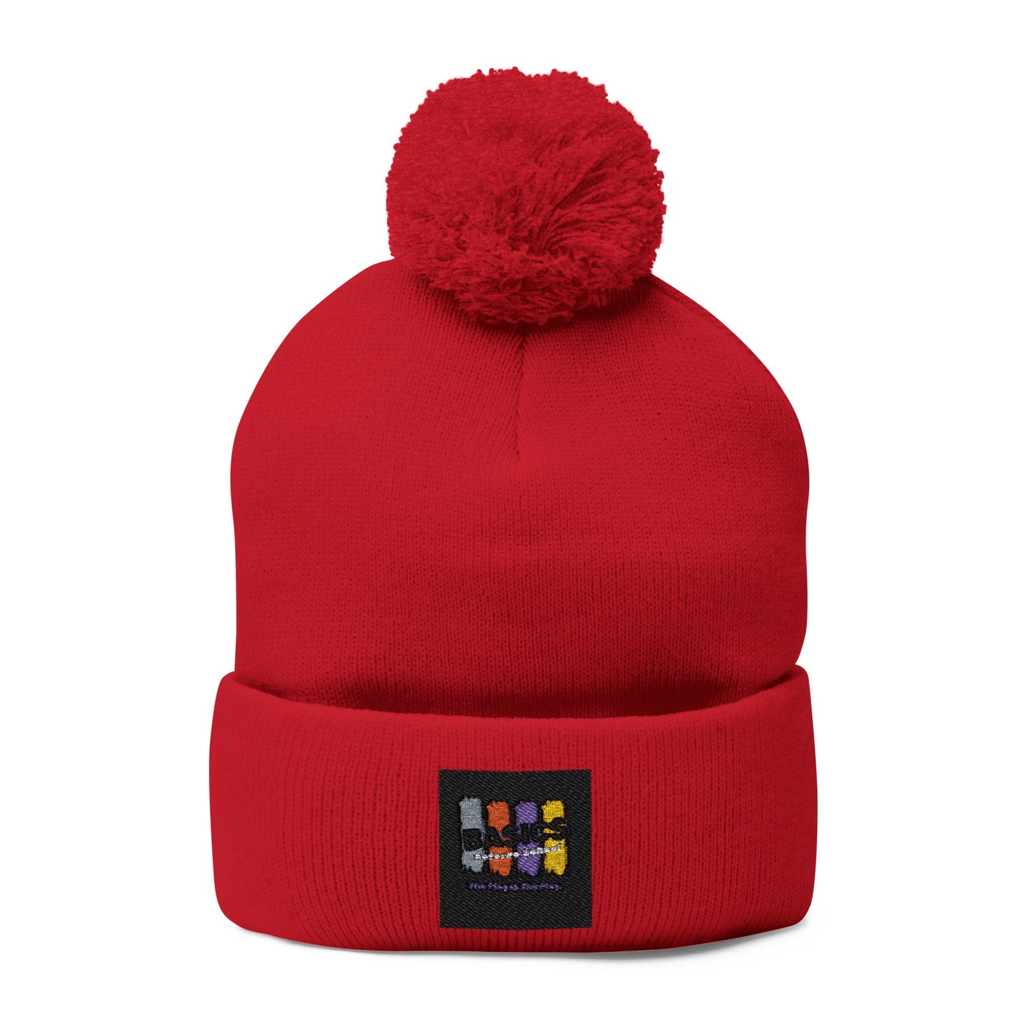 Cozy Pom-Pom Knit Cap for Winter Adventures, Embroidered Beanie, Trendy Headwear, Perfect Gift for Him/Her, Winter Accessories