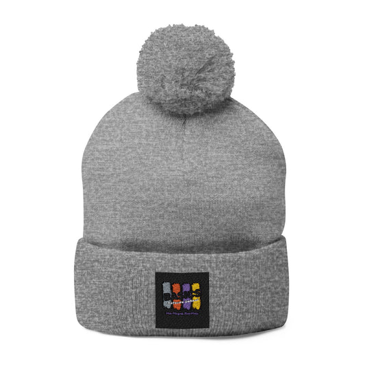 Cozy Pom-Pom Knit Cap for Winter Adventures, Embroidered Beanie, Trendy Headwear, Perfect Gift for Him/Her, Winter Accessories
