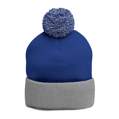 Cozy Pom-Pom Knit Cap for Winter Adventures, Embroidered Beanie, Trendy Headwear, Perfect Gift for Him/Her, Winter Accessories
