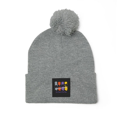Cozy Pom-Pom Knit Cap for Winter Adventures, Embroidered Beanie, Trendy Headwear, Perfect Gift for Him/Her, Winter Accessories